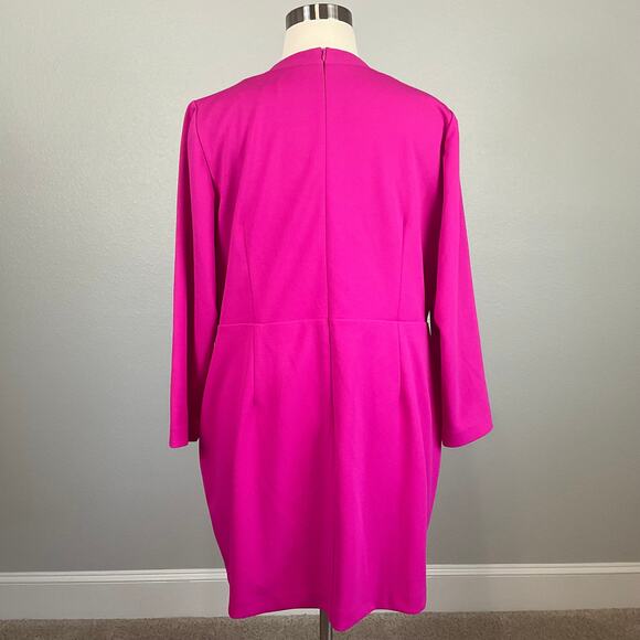 Eliza J Pink Long Sleeve Tuxedo Mini Sheath Size 20W Mini V-Neck Wrap - Picture 6 of 15